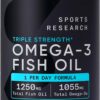 Sports Triple Strength Omega-3 Fish Oil, 150 Fish Softgels - Burp Less