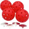 LED Light up Pickleball Ball, Glow in The Dark PickleBalls Balls, 4 Pack Pickleball-Balls Meet USAPA Requirement, 40 Holes Durable in/Outdoor Pickle Ball (Red)