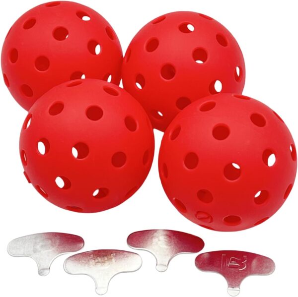 LED Light up Pickleball Ball, Glow in The Dark PickleBalls Balls, 4 Pack Pickleball-Balls Meet USAPA Requirement, 40 Holes Durable in/Outdoor Pickle Ball (Red)