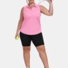 MoFiz Womens Plus Size Sleeveless Golf Shirt V-Neck Collared Golf Polos Athletic Tennis Racerback Tank Tops