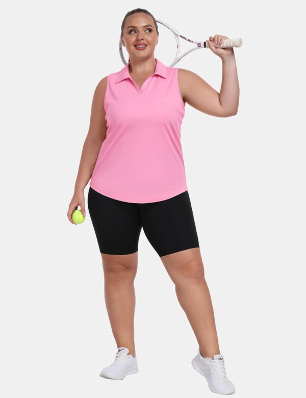 MoFiz Womens Plus Size Sleeveless Golf Shirt V-Neck Collared Golf Polos Athletic Tennis Racerback Tank Tops