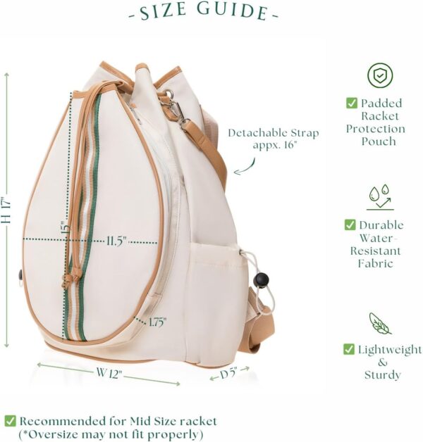 Tennis Bag for Women Racket Tote, Stylish Backpack - Unisex Racquet Sports Pickleball Bag Convertible Shoulder, Crossbody Strap Large Compartment
