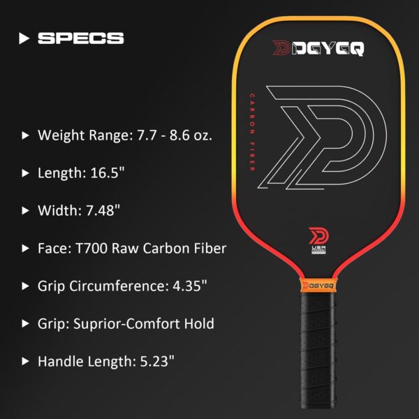 Pickleball Paddles - Professional Carbon Fiber Paddle with Honeycomb Core Pickleball Rackets - Lightweight Precision & Enhanced Shock Absorption for High Spin & Powerful Shots