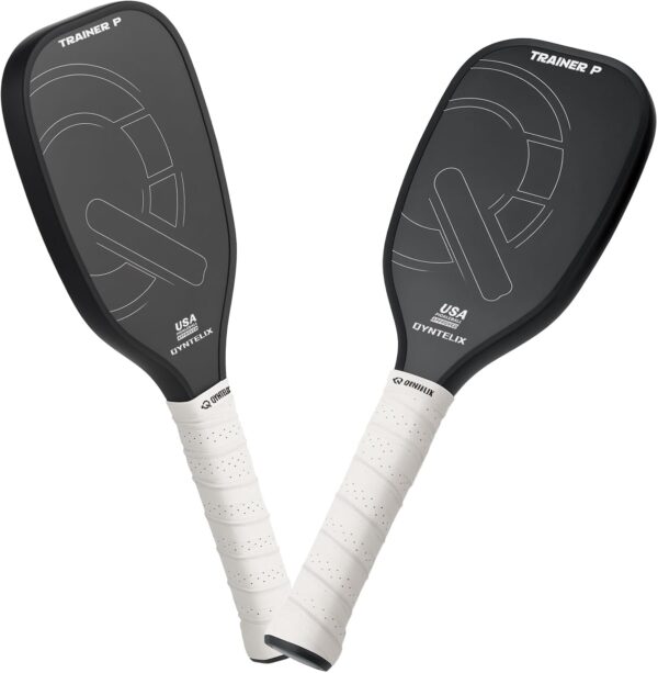 Pickleball Training Paddle -USAPA Approved Pickleball Trainer Practice Paddle,Carbon Fiber Particle Paint Frosted Surface, Extra Long Handle,16mm Core Sports Sweet Spot Training Racket