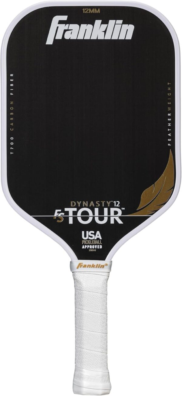 Franklin Sports Pro Pickleball Paddles - FS Tour Featherweight Series Lightweight Paddles - USA Pickleball Approved - Raw Carbon Fiber Surface - Polymer Core - White