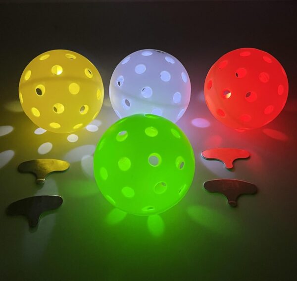 LED Light up Pickleball Ball, Glow in The Dark PickleBalls Balls, 4 Pack Pickleball-Balls Meet USAPA Requirement, 40 Holes Durable in/Outdoor Pickle Ball (RGB)