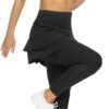 WOWENY Tennis Skirted Leggings with Pockets for Women Active Skort Athletic Ruffle Pleated Golf Skapri with Skirt