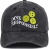 Pickleball Hats for Men Women, Adjustable Embroidered Cotton Dink Responsibly Pickleball Baseball Cap