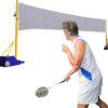 Badminton Net Stand Fillable Base Volleyball Badminton Net Stand, Heavy Duty Fitness Trainer Machine for Pickleball Tennis, Youth Junior Adult Training Equipment