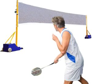 Badminton Net Stand Fillable Base Volleyball Badminton Net Stand, Heavy Duty Fitness Trainer Machine for Pickleball Tennis, Youth Junior Adult Training Equipment