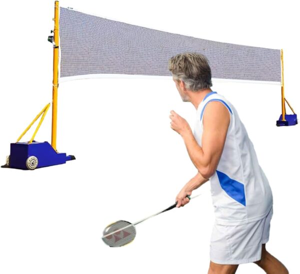 Badminton Net Stand Fillable Base Volleyball Badminton Net Stand, Heavy Duty Fitness Trainer Machine for Pickleball Tennis, Youth Junior Adult Training Equipment