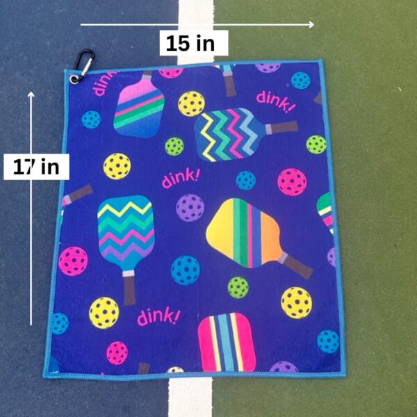 Pickleball Gift, Pickleball Towel, Pickleball Accessories for Women, Microfiber & Cotton Athletic Towels with Carabiner Clip, Pickle Ball Gifts, Pickleball Gear (Blue Dink)