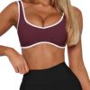 LASLULU Sexy Sports Bras for Women V Neck Sleeveless Padded Bra Workout Yoga Crop Top