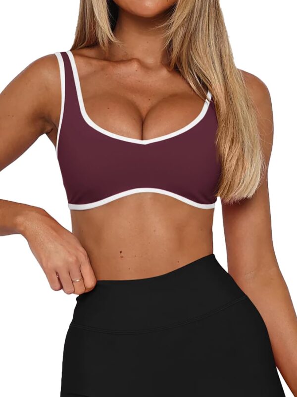 LASLULU Sexy Sports Bras for Women V Neck Sleeveless Padded Bra Workout Yoga Crop Top
