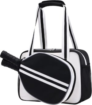 PU Leather Pickleball Paddle Bag - Small Fashion Tote for Women Men
