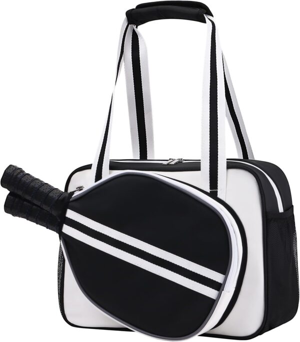 PU Leather Pickleball Paddle Bag - Small Fashion Tote for Women Men