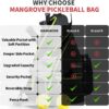 Mangrove Pickleball Bag, Men's & Women's Pickleball Backpack, Adjustable Sling Bag w/Fence Hook/Large Capacity/Safety Pocket
