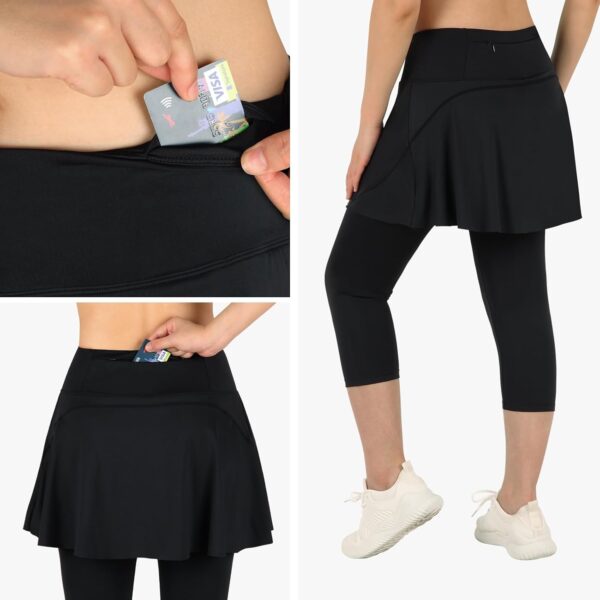 ANIVIVO Skirted Leggings for Women with Pockets, Tennis Yoga Pleated Skirt with Leggings