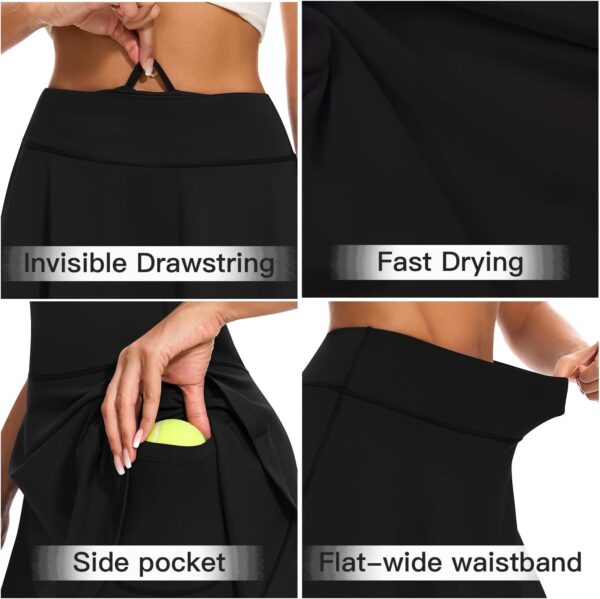 WOWENY Women Tennis Skirted Leggings with Pockets Athletic Ruffle Skirt with Leggings Golf Skort Pickleball Clothing