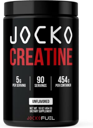Jocko Fuel Creatine Monohydrate Powder - Creatine for Men & Women, Supplement for Athletic Performance & Muscle Health, 90 Servings 16 oz (Unflavored) (16 OZ JAR)