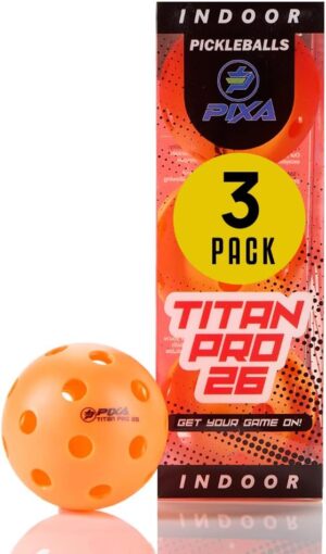 PIXA Titan Pro 26 Indoor Pickleball - USAPA Approved, Durable Indoor Pickleballs, Consistent Bounce, Smooth Flight, Ideal for Competitive Play- Packs of 3, 6, 12, 50