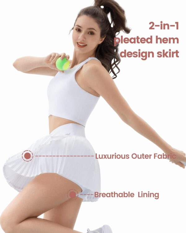 Angel season Pleated Tennis Skirts for Women with Pockets High Waist Golf Skorts Lightweight Athletic Mini Short Skirts