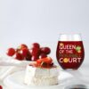 Queen of the Pickleball Court Funny Stemless Wine Glass - Gift for Mom, Grandma, Sister, Aunt, Wife - Birthday, Mother's Day for Friend, Colleague, Pickleball Lover