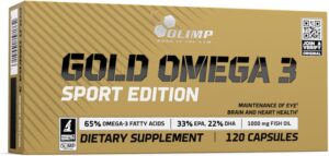 Gold Omega 3 Sport Edition - Pack of 120 Capsules, Quality Omega 3, Immunity Booster Cold-Water Fish Oil Ensuring 65% Content for Optimal Performance Ideal for Athletes