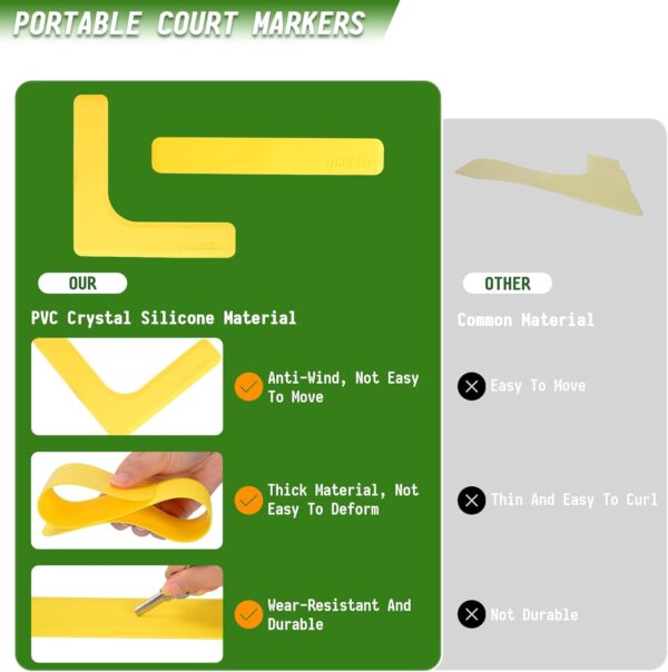 Hikeen Court Lines Marker Kit Anti-Wind-Resistant Throw Down Markers 28pcs, Pickleball Net Court for Indoor Court