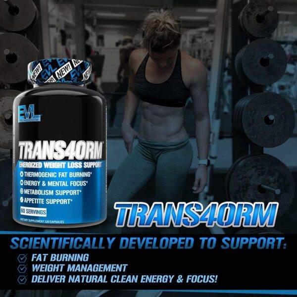 EVL Thermogenic Fat Burner Support - Fast Acting Weight Loss Energy and Appetite Support - Trans4orm Green Tea Supplement for Men and Women - 60 Servings