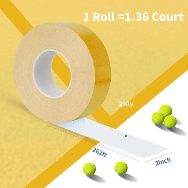 Pickleball Court Marking Kit - 2" x 262 ft - No Residue, Waterproof Pickleball Court Tape for Indoor/Outdoor, Easy to Apply & Remove - Perfect for Pickleball Court, Gym, Driveway, Backyard