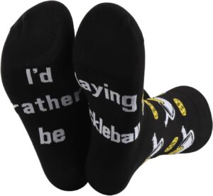 MBMSO 2 Pairs I'd Rather Be Playing Pickleball Socks - Novelty Gifts for Pickleball Lovers and Players