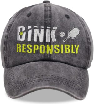 Pickleball Gifts for Men Women, Dink Responsibly Pickle Ball Outdoor Sport Cotton Adjustable Baseball Cap