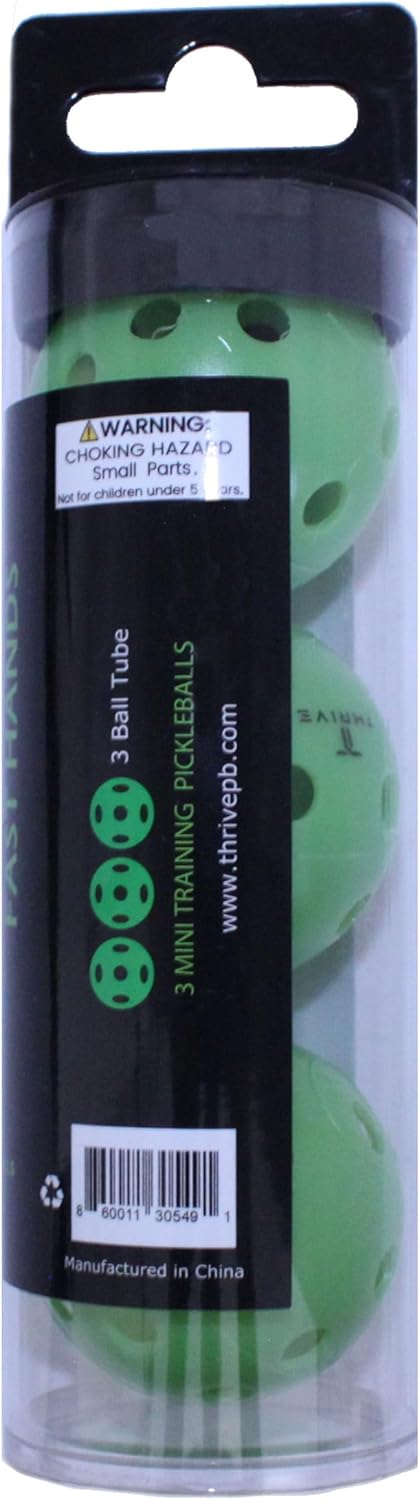 Thrive Fast Hands Mini Pickleball Ball - Quicker Reaction Training Aid for Hands, Paddle Control, and Coordination - Great for Pickleball Drills - Includes 3 Balls and Tube