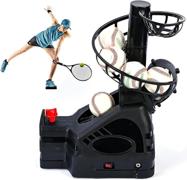 2 in 1 Baseball & Tennis Ball Launcher Machine - Pickleball Machine Tennis Ball Machine - Portable Thrower Server - PAdjustable Launching Angle and Interval - AC/Batteries Powered