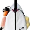 Designer Pickleball Paddle Pu Leather Bag, Stylish and Versatile Crossbody Backpack for Pickleball, Tennis, Racketball and Travel, Adjustable Sling Shoulder Sports Bag with Fence Hook for Men & Women