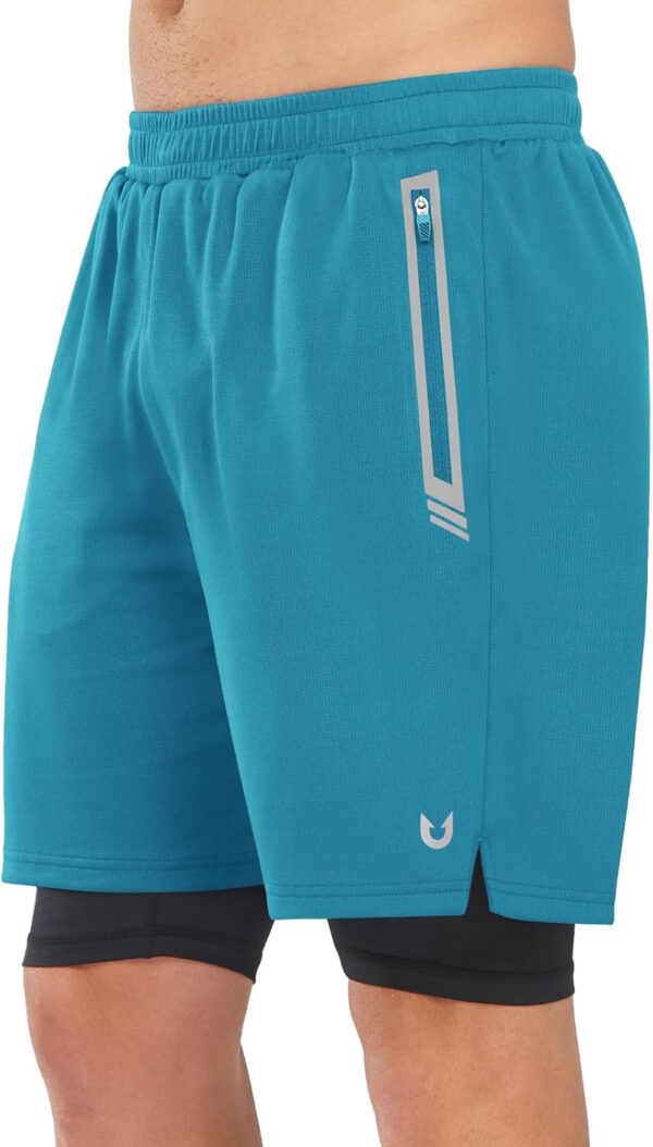 NORTHYARD Men's 2 in 1 Running Shorts Workout Gym Athletic Shorts with Liner Active Training Shorts with Zipper Pockets