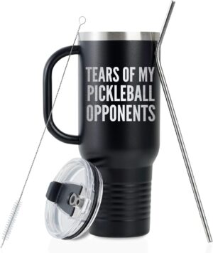 Onebttl Pickleball Gifts for Women/Men, Gifts for Pickleball Lovers, Insulated 40oz Stainless Steel Tumbler with Handle, TEAR OF MY PICKLEBALL OPPONENTS