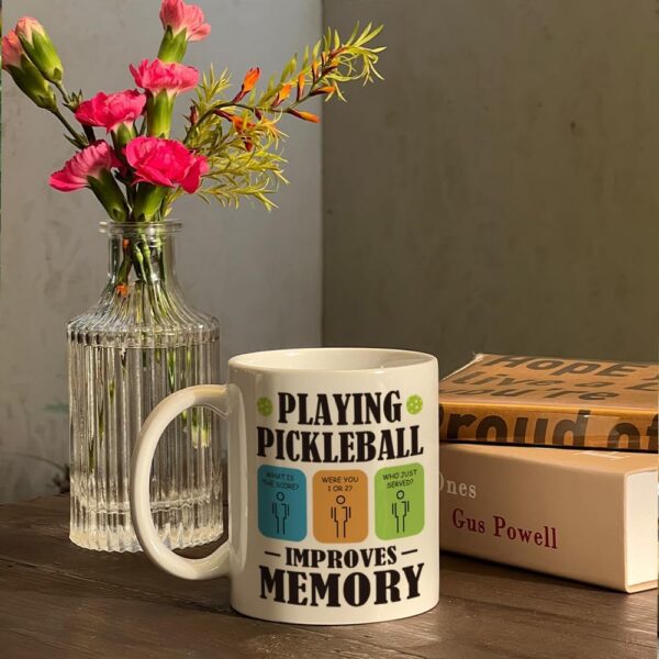 Funny Pickleball Gift for Pickleball Lovers, Playing Pickleball Improves Memory Coffee Mug Gifts for Players Friends Coach Coworker Dad Mom Uncle Aunt Boyfriend Girlfriend, 11oz