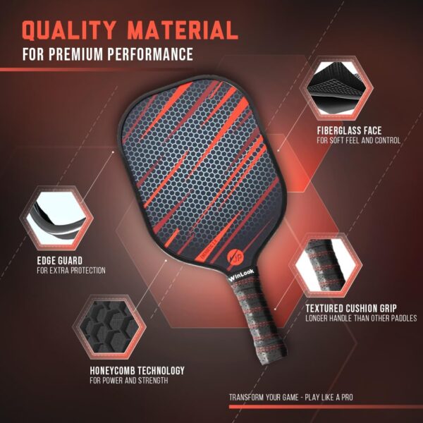 JP WinLook Premium Pickleball Paddles Set of 2 – Fiberglass Pickle Ball Rackets - for Women & Men - for Indoor or Outdoor - Professional Pickleball Racquets, Pickleballs, Bags & Equipment