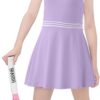 Girls Tennis Dress Golf Outfit Sleeveless Athletic Dresses Polo V Neck Sport Skirt with Pockets 4-13Y