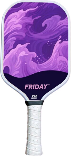 Friday Pickleball Paddle, USA Pickleball Approved, Durable Carbon Fiber, Thermoformed Unibody Design, Honeycomb Core, Gritty Surface for Spin
