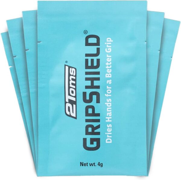 2Toms GripShield, Non-Sticky Grip Enhancer, Dry Grip Solution for Sweaty Hands, Tennis, Pickleball, Golf, Pole Dancing and Gaming, 6 Single-Use Packets