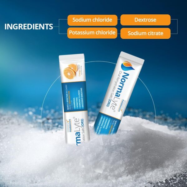 NormaLyte Oral Rehydration Salts-Helps dietary management of POTS Syndrome symptoms- 1 Pouches -30 Sticks (Yields 500mL per Pack)-Orange| Energy Supplements, Potassium Supplement, Dehydration Recovery
