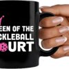 Panvola Queen of the Pickleball Court Pickleball Gifts for Women Wife Mom Grandma Aunt Girlfriend Ceramic Mug Gifts for Pickleball Lovers Coffee Cup (Black)