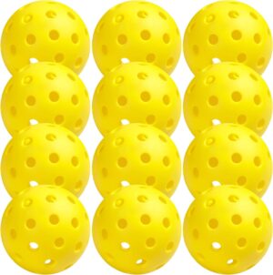 12Pack Pickleball Balls Indoor & Outdoor, 40 Holes Pickle Balls Meet USAPA Standards, High Bounce, Good for Practice, Durable, Excellent Visibility, Perfect for Beginners and Players