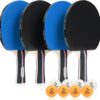 Ping Pong Paddles Set of 4 Premium Table Tennis Rackets 3-Star Ping Pong Balls(8) with Ping Pong Paddle Case Professional Table Tennis Paddles Set for Indoor & Outdoor Games