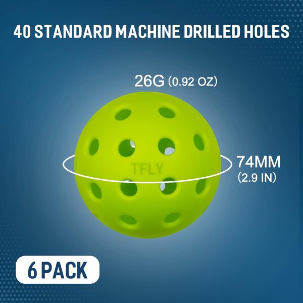 Pickleball Balls, 6 Packs 40 Holes Premium Outdoor Pickleball Balls with Great Bounce, Pickle Ball Accessories, Ideal for All Skill Levels