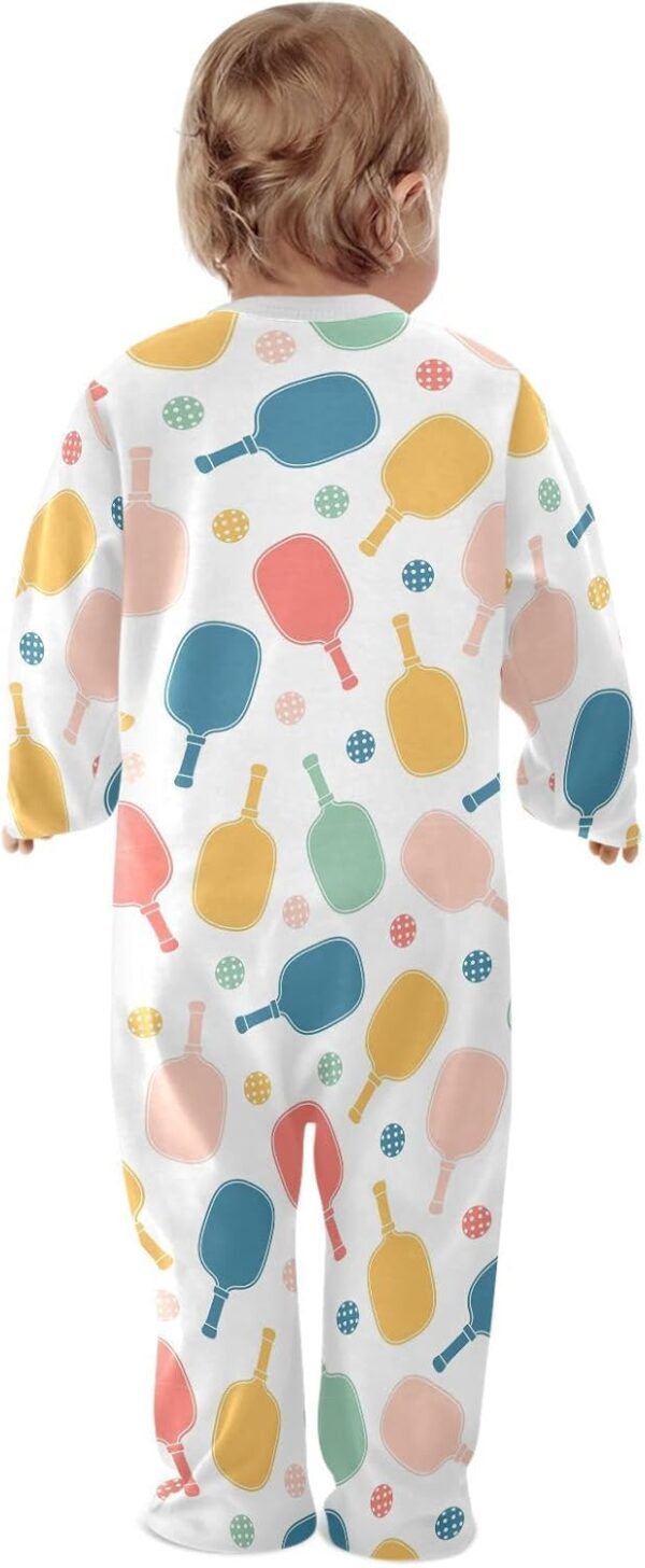 Dussdil Pink Orange Pickleball Balls Baby One-Piece Footies Newborn Rompers Pajamas Footed Pjs for Sleep Play Boys Girls