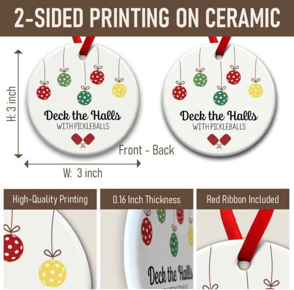 Pickleball Ornament for Christmas Tree Decor, Xmas Hanging Ornaments, Deck The Halls Gifts for Pickleball Lover and Sport Lovers